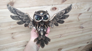 Hand Forged Iron Owl Wall Art: Woodland Sculpture
