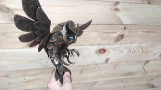 Hand Forged Iron Owl Wall Art: Woodland Sculpture
