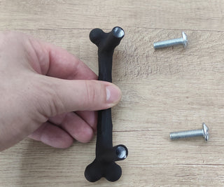 Forged Bone Door Handle: Black Metal Cabinet Drawer Pull