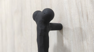 Handmade Bone-Shaped Door Handle: Black Metal Cabinet Knob