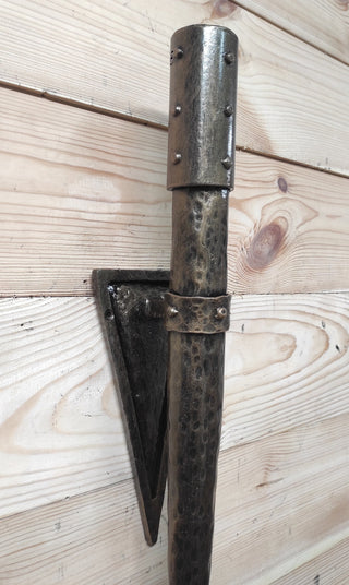 Hand Forged Wrought Iron Viking Torch Sconce - Medieval Wall Light