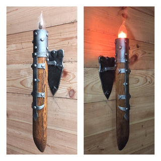 Hand Forged Medieval Wall Sconce Torch: Viking Lantern