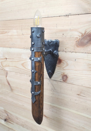 Hand Forged Viking Torch Sconce: Medieval Wall Light
