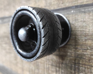 Wheel Door Handles: Metal Transport Decor, Boys Bedroom (Set of 2)