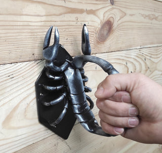 Hand Forged Scorpion Door Handle: Unique Iron Barn Door Pull