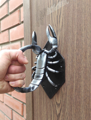 Hand Forged Scorpion Door Handle: Unique Iron Barn Door Pull