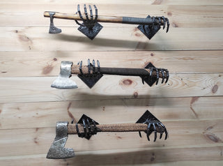 Axe Wall Holder,Skeleton Hands, axe stand, axe holder, handmade holder, iron axe holder