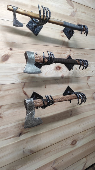 Axe Wall Holder,Skeleton Hands, axe stand, axe holder, handmade holder, iron axe holder