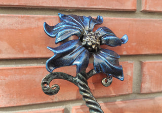 Hand Forged Flower Door Handle: Wrought Iron Barn Decor