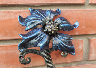 Hand Forged Flower Door Handle: Wrought Iron Barn Decor