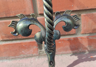Hand Forged Flower Door Handle: Wrought Iron Barn Decor