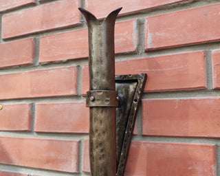 Hand Forged Wrought Iron Viking Torch Wall Sconce