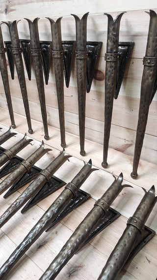 Hand Forged Wrought Iron Viking Torch Wall Sconce