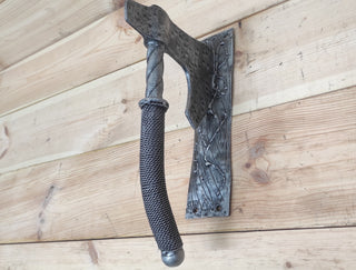 Forged Iron Axe Door Handle: Viking Barn Door Pull
