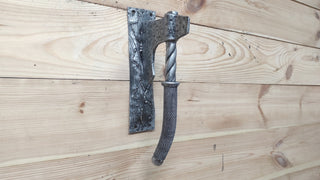 Forged Iron Axe Door Handle: Viking Barn Door Pull