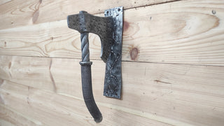Forged Iron Axe Door Handle: Viking Barn Door Pull