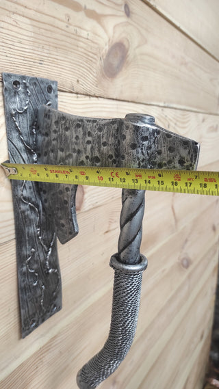 Forged Iron Axe Door Handle: Viking Barn Door Pull