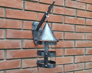 Wall lantern on a spear, medieval lamp, primitive light, rustic lamp, Viking Style, hanging lamp