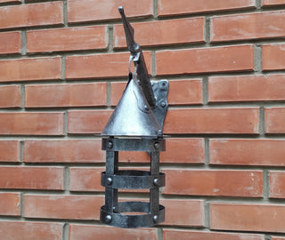 Hand Forged Wall Lantern on Spear: Medieval Viking Style Lamp