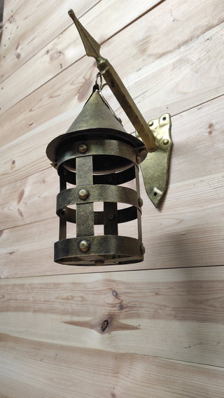 Hand Forged Wall Lantern: Medieval Viking Style Spear Light