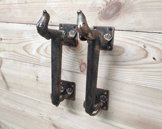 Set of Hand-Forged Dachshund Door Handles: Wrought Iron Dog Decor