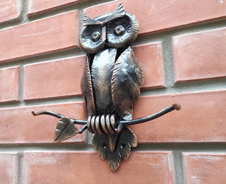 Handmade Iron Owl Key Holder: Rustic Wall Decor, Key Hooks
