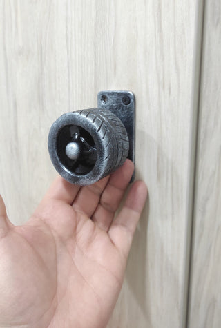 Hand-Forged Metal Tire Door Handle - Transport Decor, wheel knob