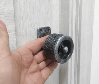 Hand-Forged Metal Tire Door Handle - Transport Decor, wheel knob