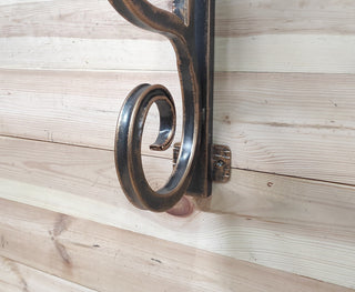 Wrought Iron Pendant Light Bracket: Hand Forged Bronze Wall Hook