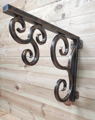 Wrought Iron Pendant Light Bracket: Hand Forged Bronze Wall Hook