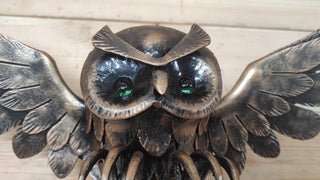 Hand Forged Iron Owl Wall Art: Woodland Sculpture