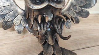 Hand Forged Iron Owl Wall Art: Woodland Sculpture