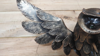 Hand Forged Iron Owl Wall Art: Woodland Sculpture
