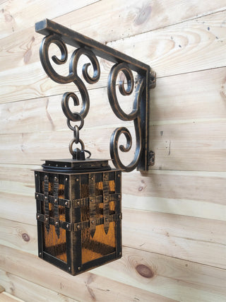 Handmade Forged Medieval Wall Lantern: Rustic Gothic Light Fixture