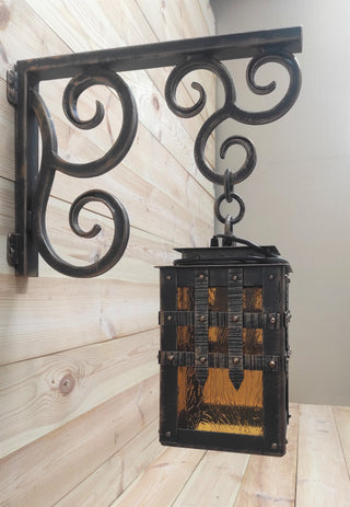 Handmade Forged Medieval Wall Lantern: Rustic Gothic Light Fixture