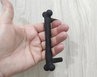 Handmade Bone-Shaped Door Handle: Black Metal Cabinet Knob