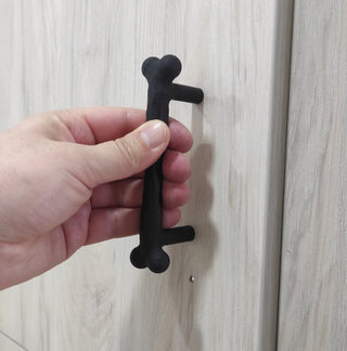 Handmade Bone-Shaped Door Handle: Black Metal Cabinet Knob