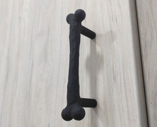 Handmade Bone-Shaped Door Handle: Black Metal Cabinet Knob