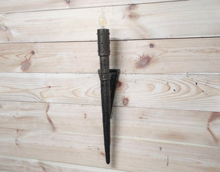 Hand Forged Wrought Iron Viking Torch Sconce - Medieval Wall Light
