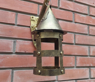 Wall lantern on a spear, medieval lamp, primitive light, rustic lamp, Viking Style, hanging lamp