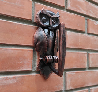 Forged Iron Owl Barn Door Handle: Farmhouse Animal Door Pull
