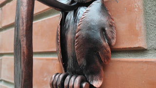 Forged Iron Owl Barn Door Handle: Farmhouse Animal Door Pull