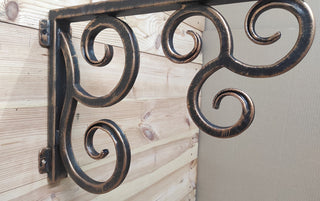 Wrought Iron Wall Bracket: Bronze Pendant Light Hook, Plant Pot Hanger