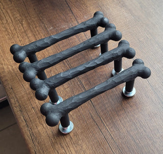Forged Bone Door Handle: Black Metal Cabinet Drawer Pull