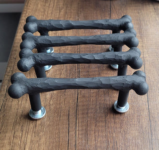 Forged Bone Door Handle: Black Metal Cabinet Drawer Pull