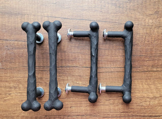 Forged Bone Door Handle: Black Metal Cabinet Drawer Pull