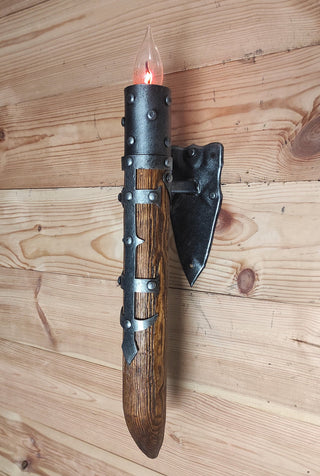 Hand Forged Viking Torch Sconce: Medieval Wall Light