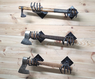 Axe Wall Holder,Skeleton Hands, axe stand, axe holder, handmade holder, iron axe holder