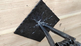 Handmade Iron Axe Wall Holder: Skeleton Hands Stand