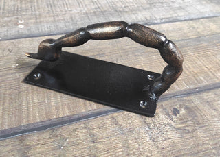 Hand Forged Iron Scorpion Tail Door Handle: Unusual Barn Door Decor